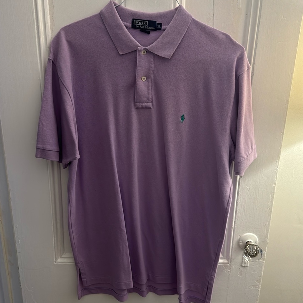 Men’s Ralph Lauren polo size XL purple with green label lightly worn.